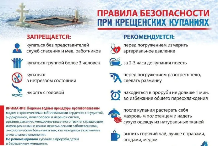Рекомендации гражданам: О купании в проруби в Крещение 2026 года